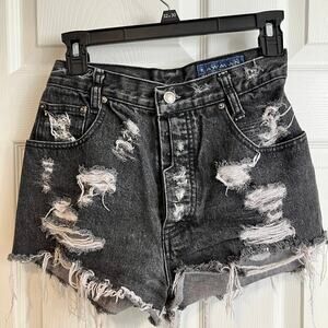 Lawman Premium Special Reserve Women's Size 9 Black Cut Off Denim Shorts VINTAGE